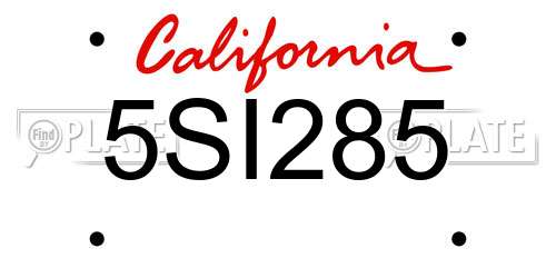 5SI285 California License Plate