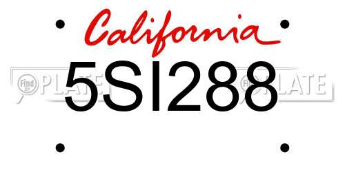 5SI288 California License Plate