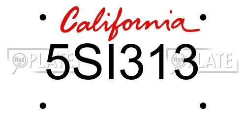 5SI313 California License Plate