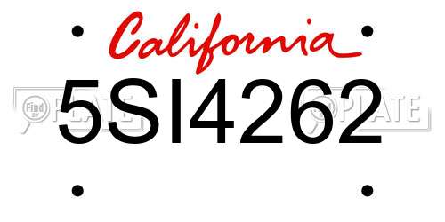 5SI4262 California License Plate