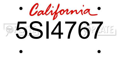 5SI4767 California License Plate