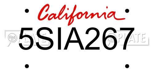 5SIA267 California License Plate