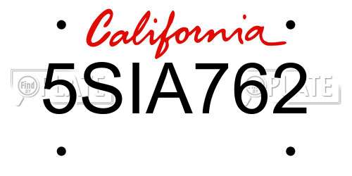 5SIA762 California License Plate