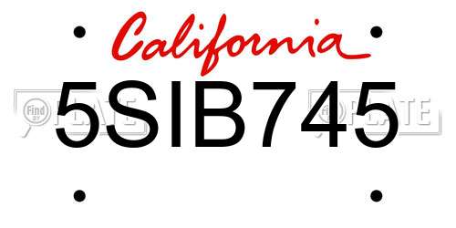 5SIB745 California License Plate