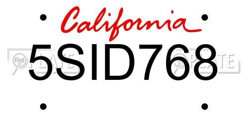 5SID768 California License Plate