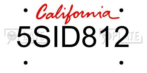 5SID812 California License Plate