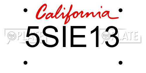 5SIE13 California License Plate