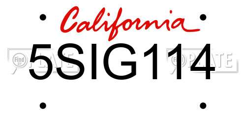 5SIG114 California License Plate