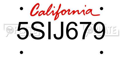 5SIJ679 California License Plate