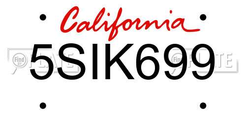 5SIK699 California License Plate