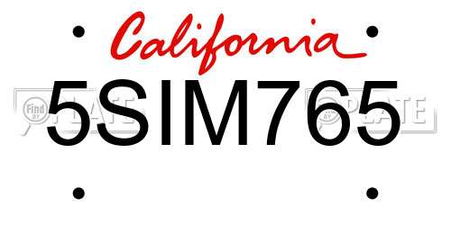 5SIM765 California License Plate