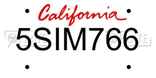 5SIM766 California License Plate