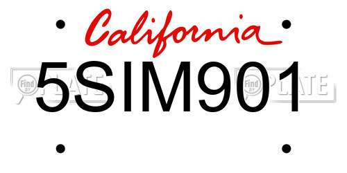 5SIM901 California License Plate