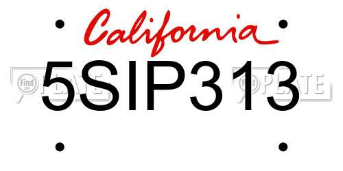 5SIP313 California License Plate