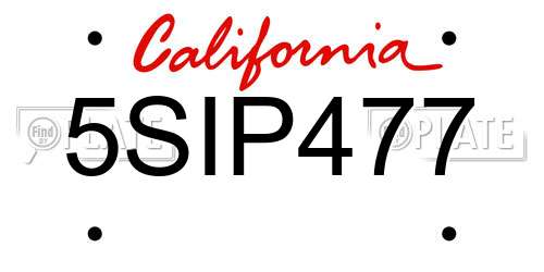 5SIP477 California License Plate
