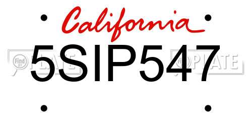 5SIP547 California License Plate