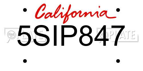 5SIP847 California License Plate