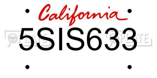 5SIS633 California License Plate