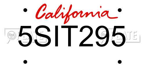 5SIT295 California License Plate