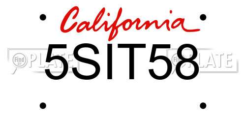 5SIT58 California License Plate
