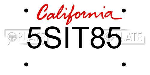 5SIT85 California License Plate