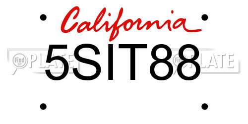 5SIT88 California License Plate