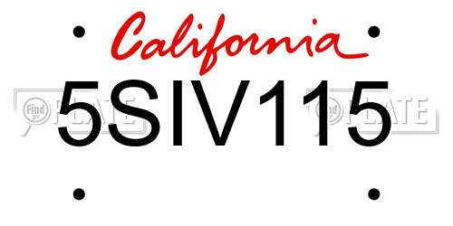 5SIV115 California License Plate