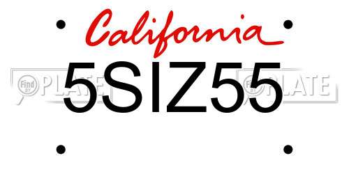 5SIZ55 California License Plate