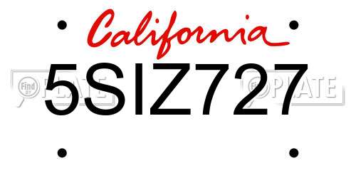 5SIZ727 California License Plate