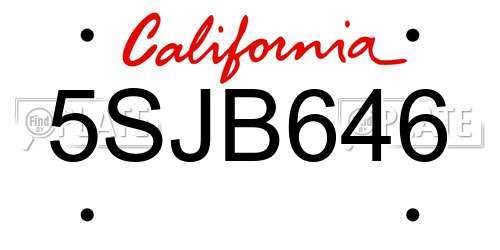 5SJB646 California License Plate