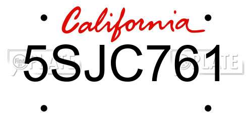 5SJC761 California License Plate