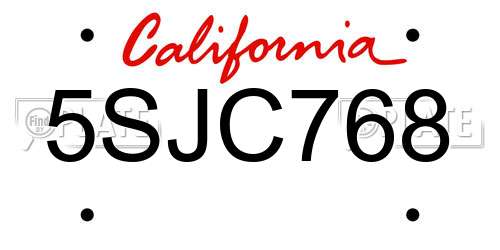 5SJC768 California License Plate