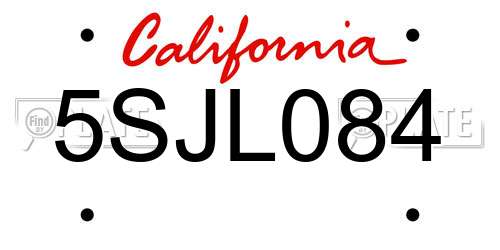 5SJL084 California License Plate