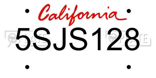 5SJS128 California License Plate