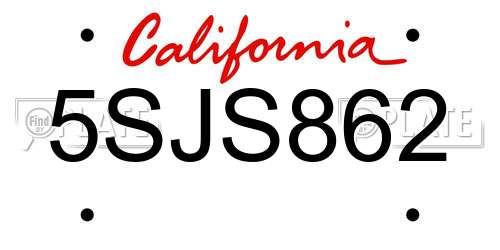 5SJS862 California License Plate