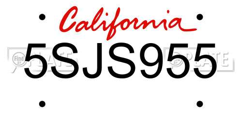 5SJS955 California License Plate