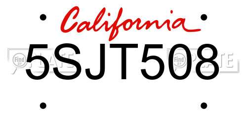 5SJT508 California License Plate