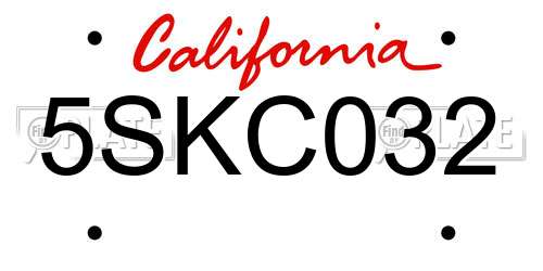 5SKC032 California License Plate
