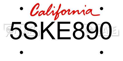 5SKE890 California License Plate