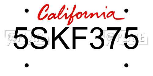 5SKF375 California License Plate