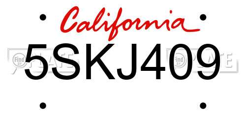 5SKJ409 California License Plate