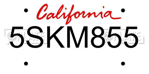 5SKM855 California License Plate