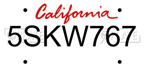 5SKW767 California License Plate