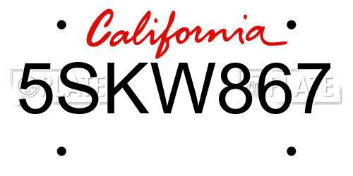 5SKW867 California License Plate