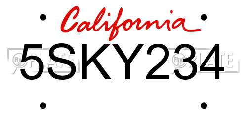 5SKY234 California License Plate