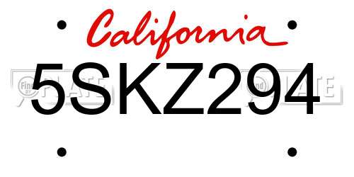 5SKZ294 California License Plate