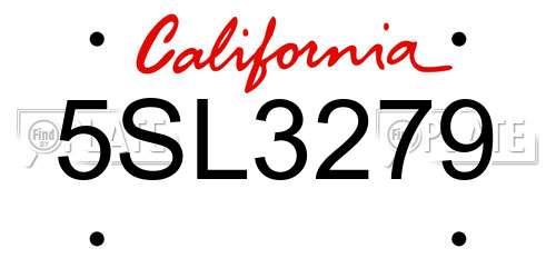 5SL3279 California License Plate