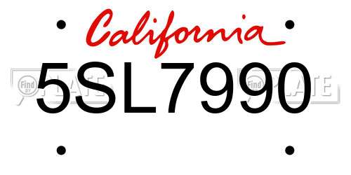 5SL7990 California License Plate