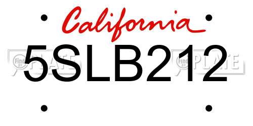 5SLB212 California License Plate