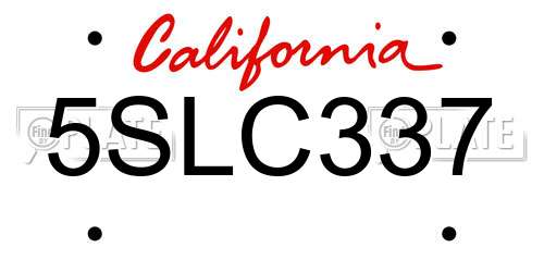 5SLC337 California License Plate